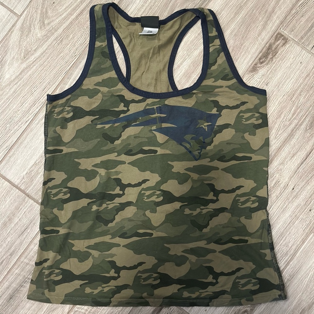 NFL New England Patriots Camouflage Tank Top with Blue Logo
